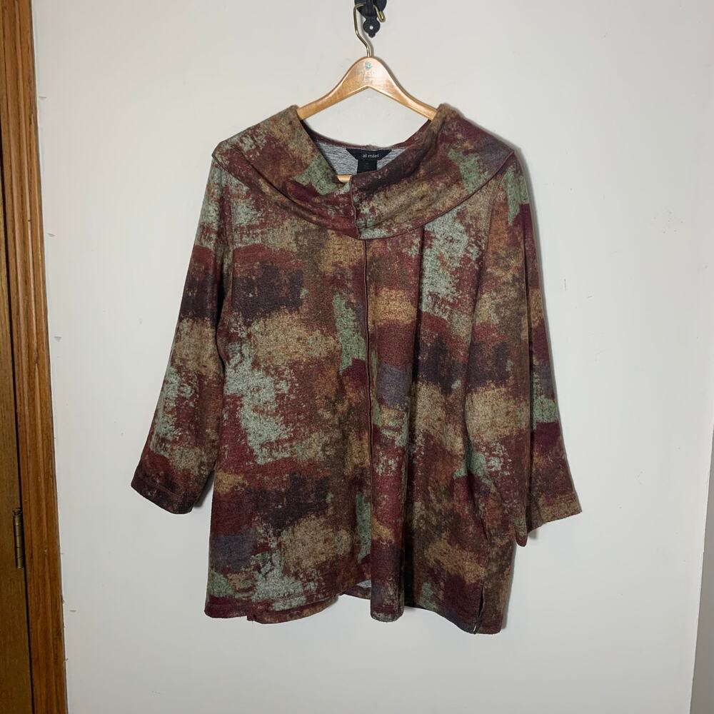 Womens Plus Size Ali Miles Cowl Neck Tunic Blouse Brown Size 2X EUC!